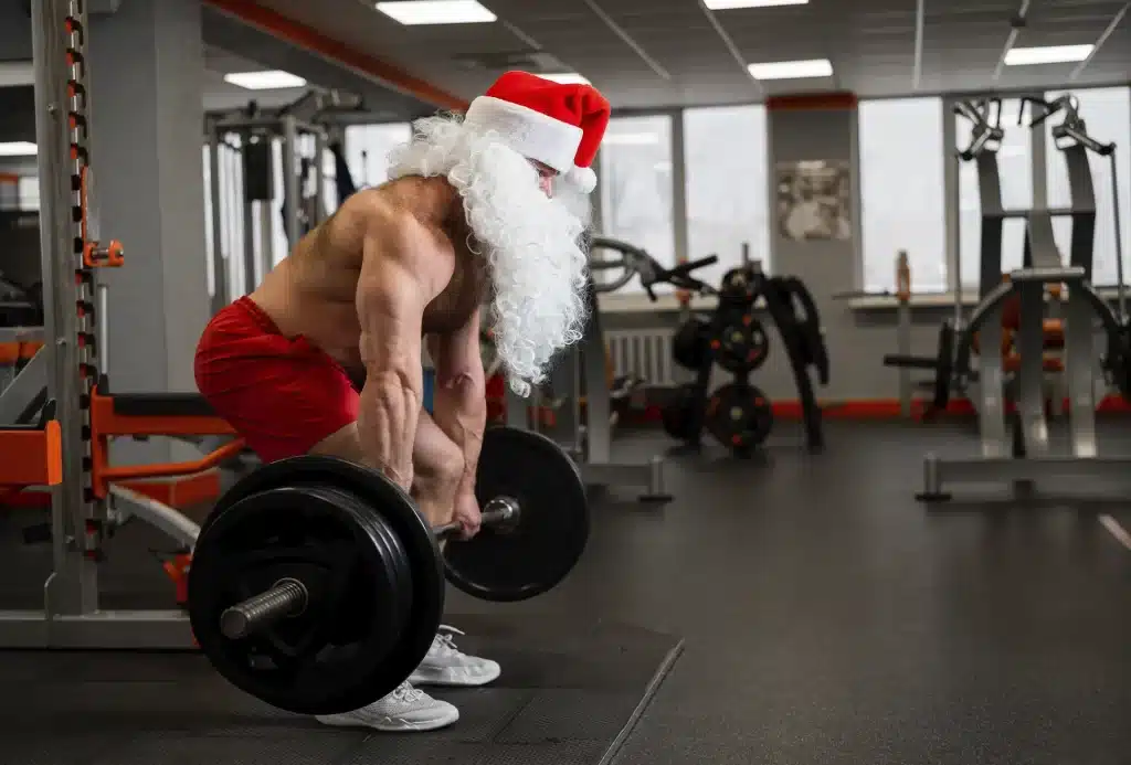 não engordar no natal papai noel treinando