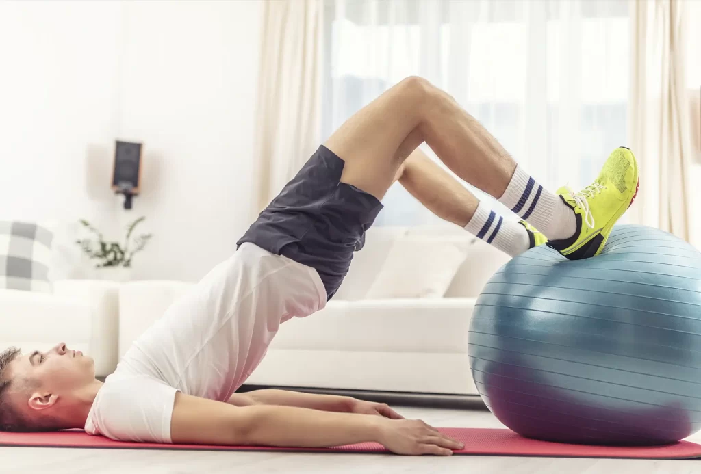 leg curl bola suiça