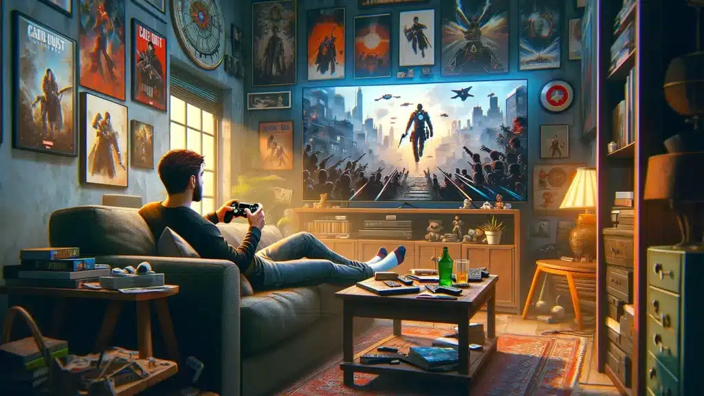 homem jogando video games
