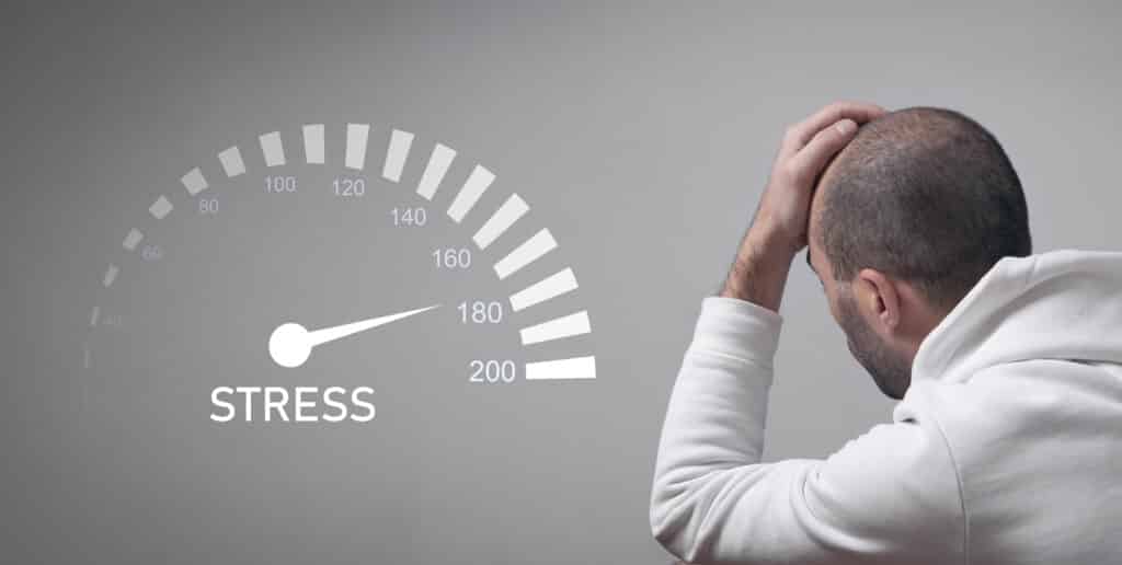 Stressed man with a Stress level. homem estressado stress alto